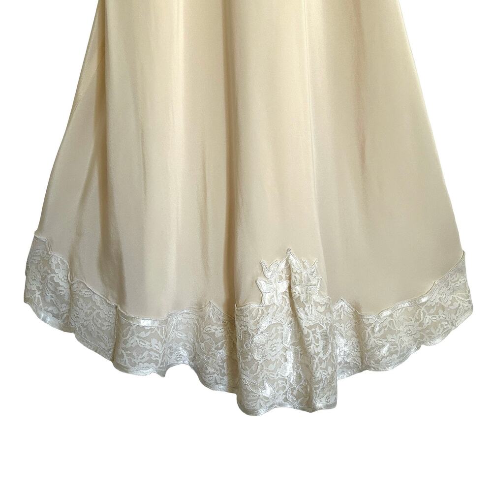 Vintage 1950s Silk Slip Dress Double Layer, Lace Hem - Picture 4 of 11